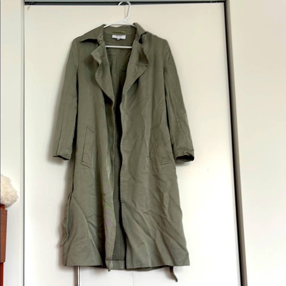 Reiss Women's Mint Green Satin Coat, with Belt